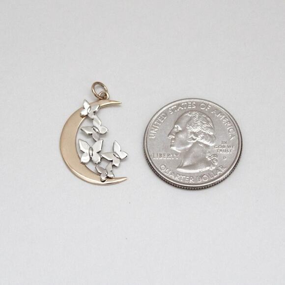Sterling Silver Butterfly Gathering and Bronze Moon Charm - Picture 5 of 10